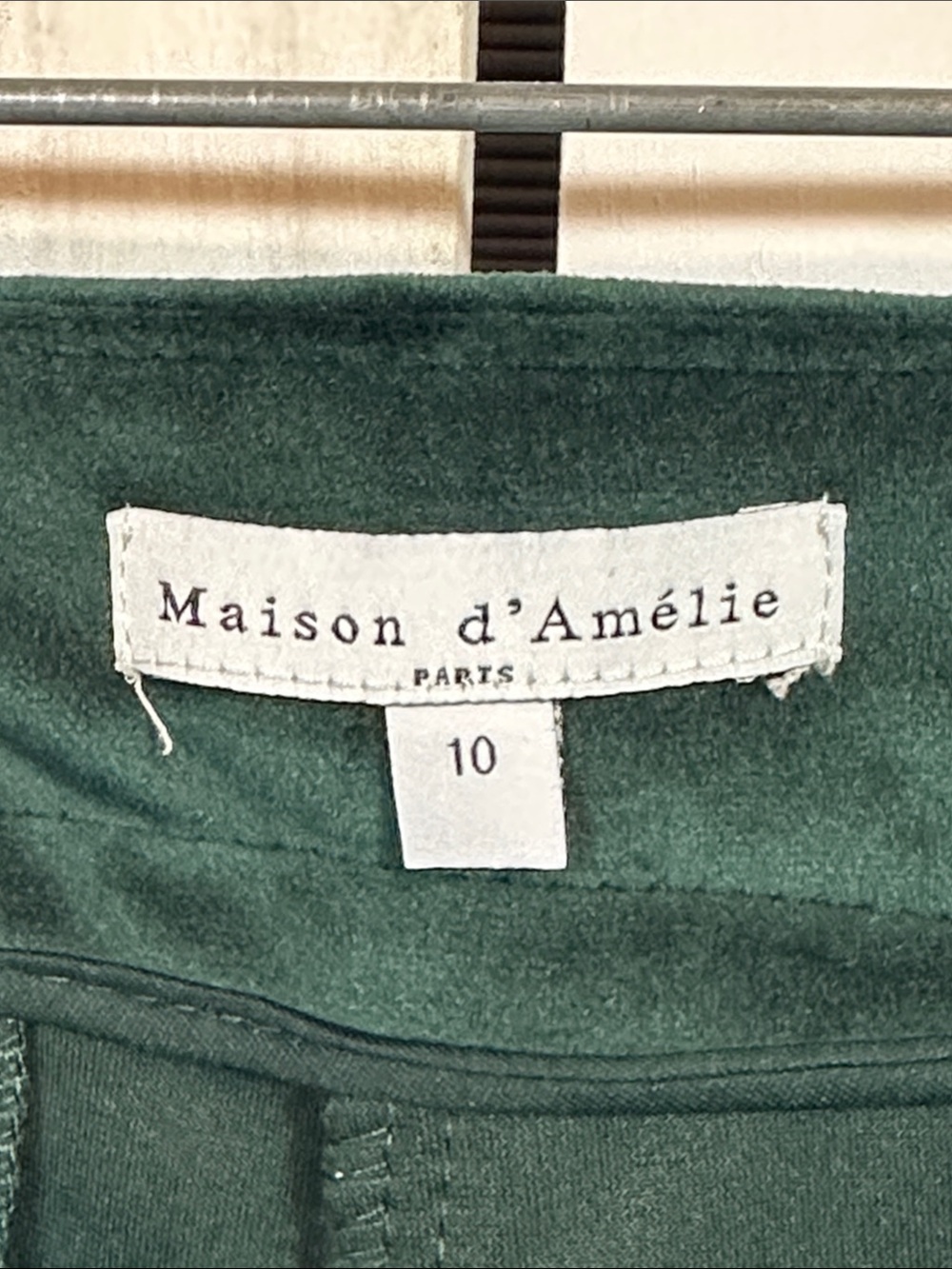 Maison d’ Amelie Emerald Green Sailor Style Flare Velvet Pants Size 10 LIKE NEW - Picture 9 of 12